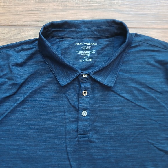 Mack Weldon Polo Mens XXL 2XL Blue Golf Airknit‎ Wicking Stretch Hybrid Flex - Picture 1 of 6